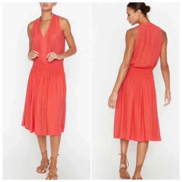 Brochu Walker The Francine Dress in Vermillion Pink - Picture 2 of 4